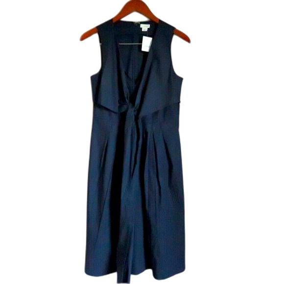 J Crew Blue Dress Women's Size 4 Navy Cotton Bow Dress - Picture 2 of 12